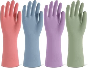 Rubber Cleaning Gloves for Dishwashing, 4 Pairs Reusable Kitchen Gloves for Wash - Picture 1 of 6