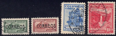 Colombia SC# 563-570 1948 - Observatorio Nacional - 4 estampillas diferentes - Usadas Foto 1 de 2