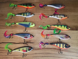 Kunstköder Wobbler Raubfischköder Jerk Hard Bait mit Soft Tail Hecht Angeln - Bild 1 von 52