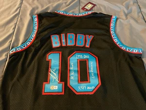 MIKE BIBBY Signed GRIZZLIES Jersey AUTO 4 Career INSCRIPTIONS Beckett COA Nice! - Picture 1 of 7