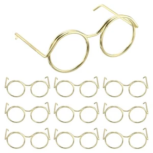 1.38" Mini Doll Eyeglasses, 12 Pcs Toy Doll Costume Glasses, Gold Tone - Picture 1 of 6