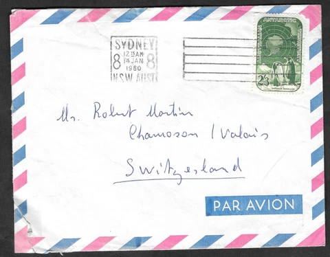 AUSTRAILIA ANTARCTIC TERR 1960 2.3sh SYDNEY TO SWITZERLAND Cover