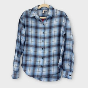 So Girl’s Size Medium 8 Blue Plaid Print Lightweight Flannel Button Up Shirt New - Picture 1 of 8