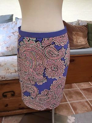 Falda lápiz recta The Limited Periwinkle rosa negro vibrante cachemira 6 usada en excelente estado Foto 1 de 4