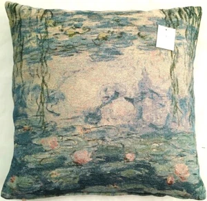 MONET SEEROSEN DESIGN DOPPELSEITIG 18" 45CM GOBELIN KISSENHÜLLE MIT REISSVERSCHLUSS - Bild 1 von 7