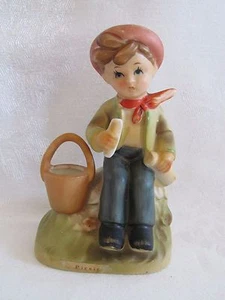Arnart Creation Japan Picnic Sitting Boy Porcelain Figure Erich Stauffer Ceramic - Picture 1 of 9