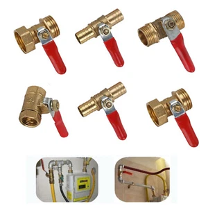 1/8'' 1/4'' 3/8'' 1/2'' Barb Brass Water/Air Gas Fuel Line Shut-off Ball Valve - Picture 1 of 10