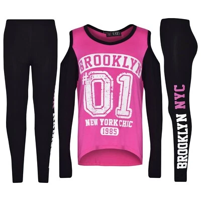 A2Z 4 KIDS® Kids Girls Tops Brooklyn 01 Print Pink T Shirt Top & Legging Outfit Clothing Set