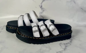 Dr. Martens Blaire White Platform Leather Slides Sandals US Women’s 7 UK 5 - Picture 1 of 7