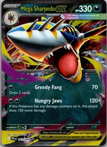 Mega Sharpedo ex 061/094 Me02: Phantasmal Flames Holo Double Rare - Picture 1 of 2