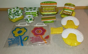 1974 PUFF N PLAY INFLATABLE RETRO DOLL FURNITURE 9 PIECES ORIGINAL PACKAGING - Picture 1 of 5