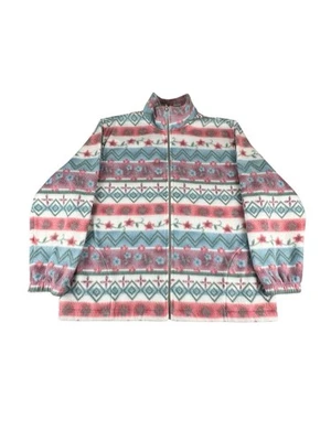 Vintage Alfred Dunner Pastel Floral Aztec Fleece Zip Up Jacket Women’s Sz Large - Image 1 of 4