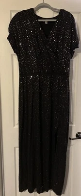 Платье макси женское Garnet Hill черное с блестками хлопковая смесь блестящее размер XL - Изображение 1 из 4