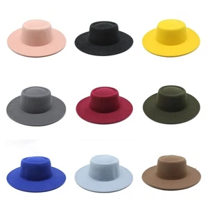 Elegant Formal Hat Men Women Wide Brim Jazz Cap Party Prom Flat Hat Adult - Picture 1 of 19