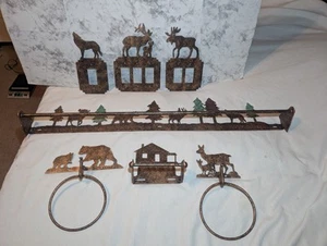 Mountain Cabin Bathroom Decor Set Towel Racks Light Switch Covers TP Holder... - Picture 1 of 14
