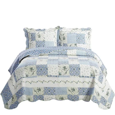 Brea Oversized Coverlet Set, Luxury Printed Design Quilt, Bedspread - Filled ... - Image 1 of 3