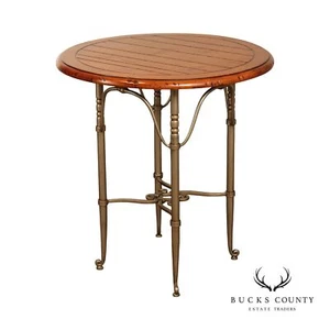 French Style Pine Top Iron Base Pub Table - Picture 1 of 12