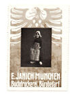 Werbemarke Vignette,E. Janich München Buchdruckerei,Bürobedarf,Mädchen in Tracht