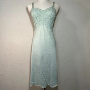 Vintage Pinehurst 70s Teal Mini Slip Dress Size 32, Small - Picture 1 of 12