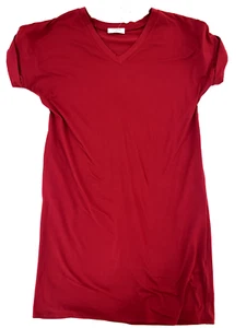 Zenana Premium Dress Womens Red V-Neck T-Shirt Dress Short Sleeve Knit NWT SMALL - Picture 1 of 5
