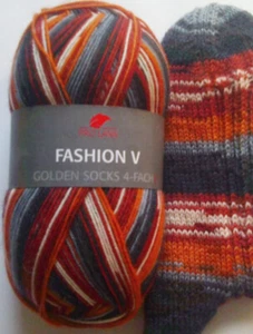 69,50 €/kg - Sockenwolle 100g, rost-orange-grau, 4-fach, Pro Lana (FV672) - Bild 1 von 1