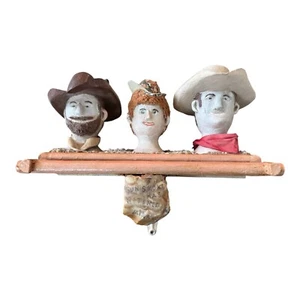 Vintage Western Folk Art Pottery Gunsmoke Characters Wall Hanging Shelf - Picture 1 of 11