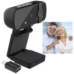 Somikon 4K-USB-Webcam mit Linsenabdeckung und USB-A-auf-USB-Typ-C-Adapter - Bild 1 von 12