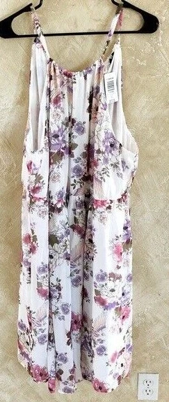 Torrid Ivory Floral Chiffon High Neck Skater Mini Dress Size 22w