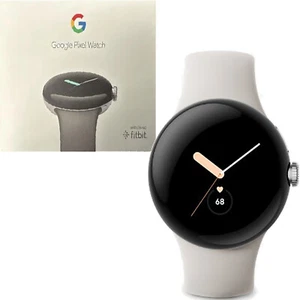 Google Pixel Watch Polished Silver case/Chalk Active 32GB WIFI+Bluetooth NEW - Afbeelding 1 van 6