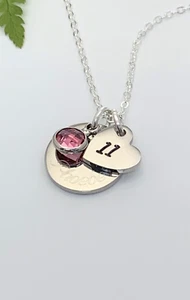Personalised Heart Name Necklace 11th AGE Special Birthday Gift Girl daughter - Picture 1 of 4