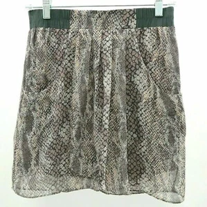 Ella Moss Skirt Womens 100% Silk S Small Pleated Short Snake Taupe Gray Pink - Picture 1 of 6