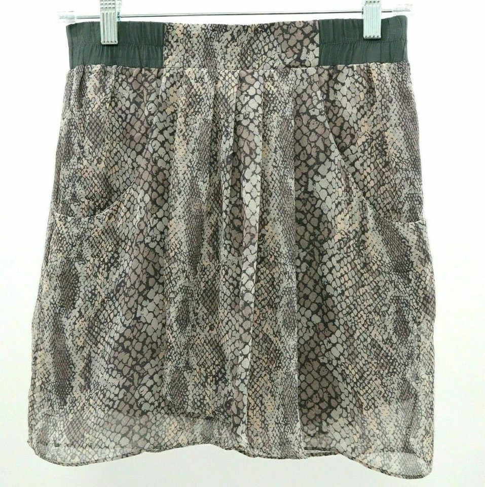 Юбка женская Ella Moss 100% шелк S маленькая плиссированная короткая змея серо-серая розовая - Изображение 1 из 4