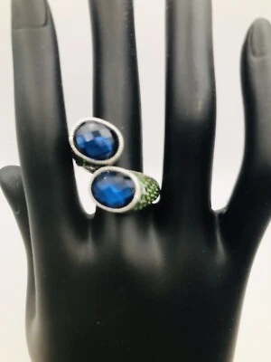 Judith Ripka Sterling Silver Blue Hematite & Gemstone Ring SZ 10 - Image 1 of 4