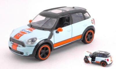 MODELLINO AUTO STATICO DIECAST MINI COOPER S COUNTRYMAN GULF BLU ARANCIO 1:24 - Immagine 1 di 2