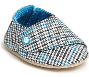 Stride Rite Infant Boy's Crib Shoes Houndstooth Black Blue Size 3-6 Months New - Picture 1 of 4