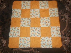 Handmade Yellow / Orange Patchwork Crib Quilt - Ducks - Picture 1 of 6