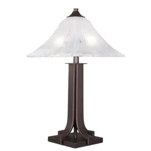 Unbranded Table Lamp w/ Glass Shade 24.75" 1-Light Bedside Plug-In Dark Granite - Picture 1 of 2