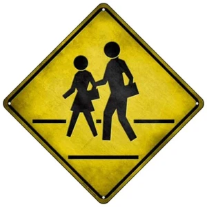 Pedestrian Crossing Novelty Mini Metal Road Notice 8" Cross Xing Crossing Sign - Picture 1 of 1