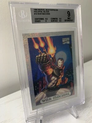 1994 Marvel Masterpieces Holofoil Silver #10 War Machine Card BGS 9 ⬜️ Pop 3 - Image 1 of 2