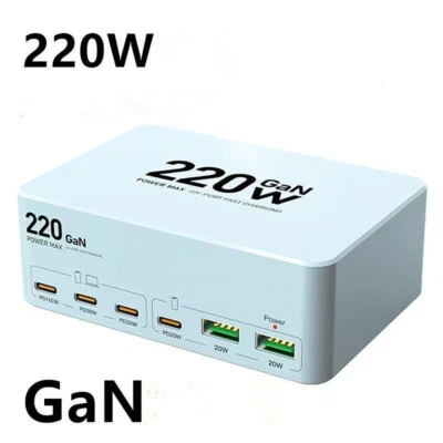 220W 6-Ports GaN Multi USB Type C PD Fast Charger Station For iPhone 16 Samsung - Image 1 of 4