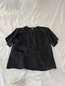 Vintage  Oleg Cassini Silk Blouse Top Woman Medium Black 353 - Picture 1 of 8
