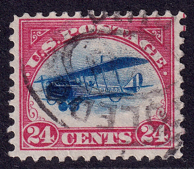 US Scott C3, 1918 Curtiss Jenny, 24c carmine rose & blue, VERY FINE USED - Image 1 of 1