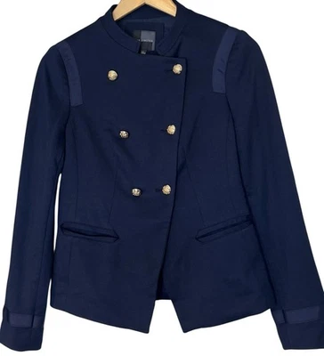 Blazer The Limited Mujer Talla Pequeña Azul Marino Banda Militar Chaqueta Doble Pecho Foto 1 de 4