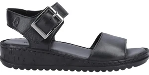 Hush Puppies ELLIE Black Ladies Leather Wedge Size 5 Sandals with Buckle BNIB - Picture 1 of 4