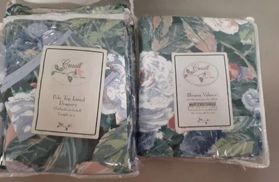 Croscill Par de Cortinas de Bolsillo de Varilla y Juego de Cenefa a Juego Bainbridge Nuevo de Lote Antiguo De Colección Foto 1 de 4