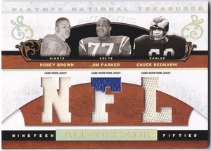 2007 Playoff National Treasures Brown Bednarik Parker All Decade NFL Patch #/25 - Foto 1 di 2
