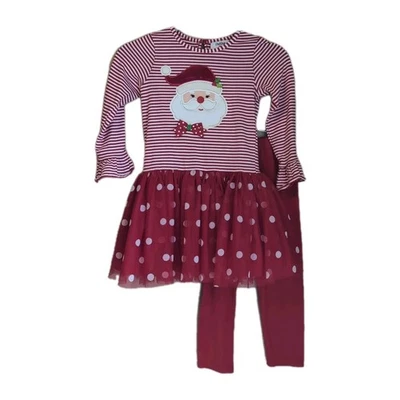 Counting Daisies Christmas Outfit Sz 6 Santa Polka Dot Tulle Holiday Tutu Stripe - Image 1 of 4