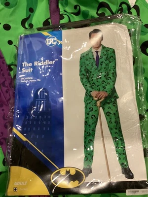 Fantasia de Halloween adulto tamanho pequeno DC Comics The Riddler terno verde - Imagem 1 de 4