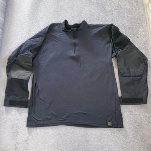 Tru Spec Combat Shirt 2XL XXL Black 1/4 Zip Tactical Baselayer Cordura Ripstop - Picture 1 of 13