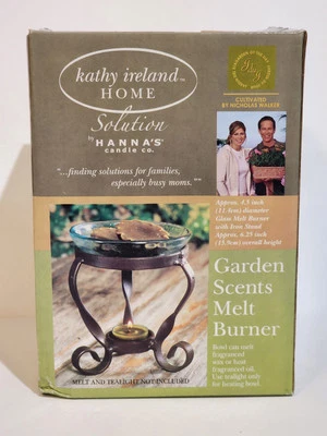 Quemador de vidrio de 6,25 pulgadas con soporte de hierro para velas de tealight de cera de fusión de cera de fundición de aromas de jardín Foto 1 de 4